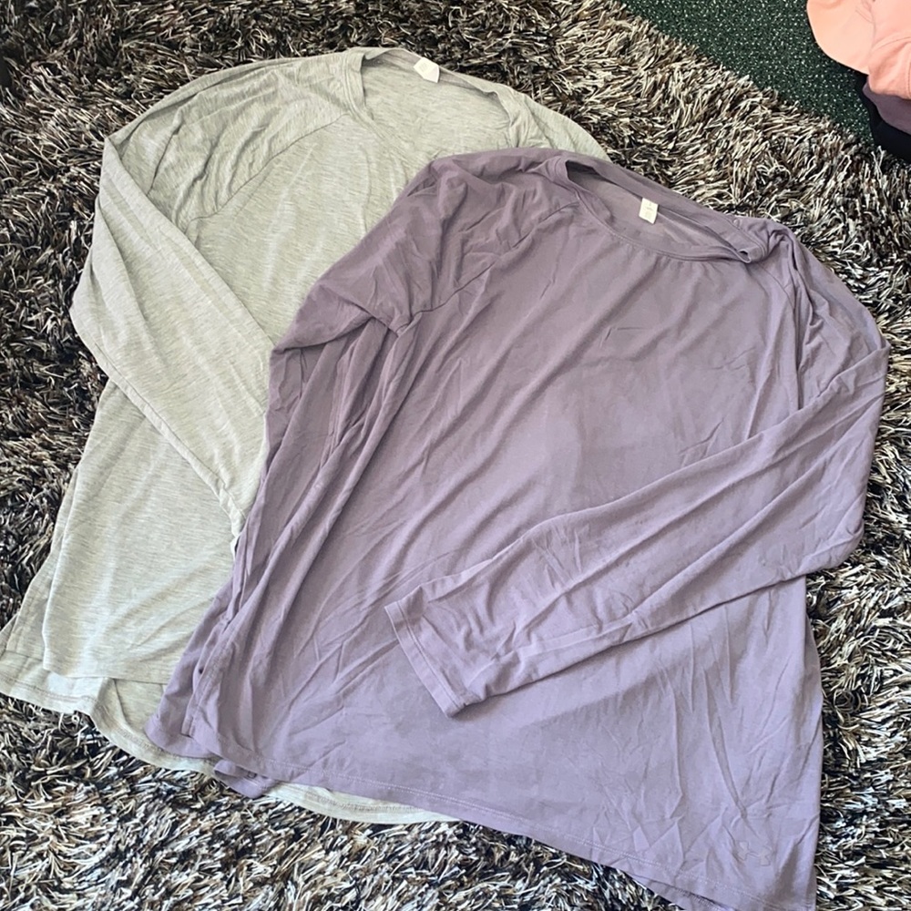 Purple and grey long sleeve under armour
